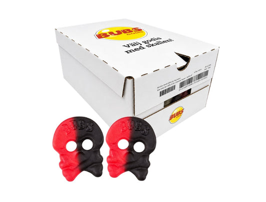 BUBS Raspberry Salty Licorice SKALLE Candy 4kg (141.10 oz) – Authentic Swedish Vegan Soft & Chewy Skull Candy Bulk Box