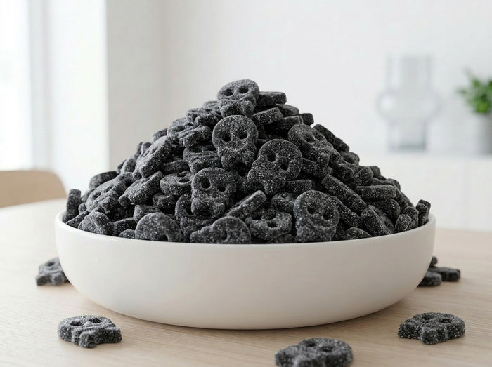 BUBS Salty SKALLE Candy 3.4kg (119.93 oz) – Authentic Swedish Vegan Salmiak Licorice Skull Candy Bulk Box