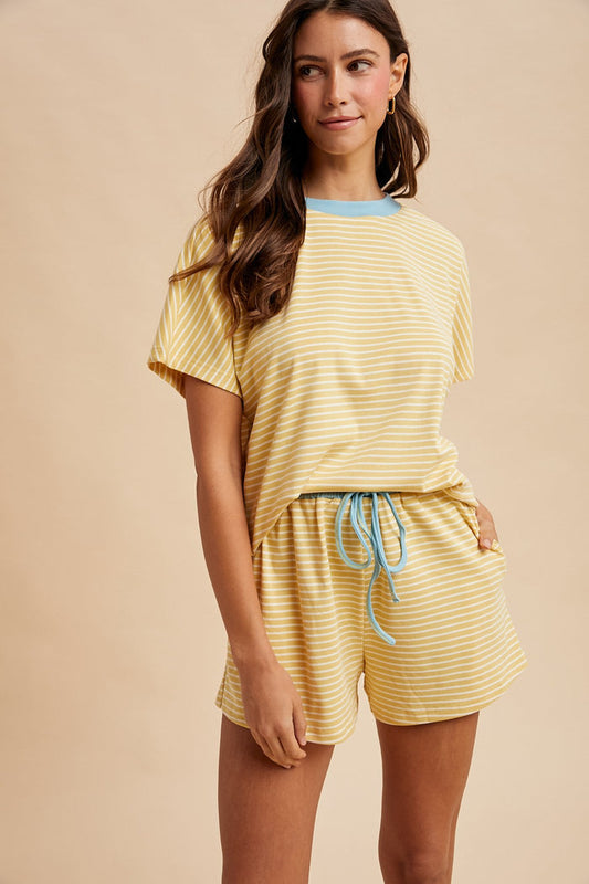 Butter & Baby Blue Striped Top