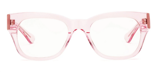 Caddis Miklos Reading Glasses-Polished Clear Pink