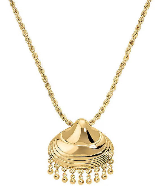 Calypso Seashell Fringe Short Pendant Resort Necklace Electric Picks