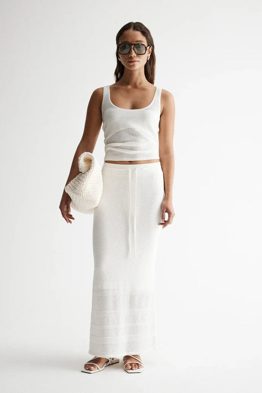 Elka Collective CEDAR CROCHET SKIRT in Ivory