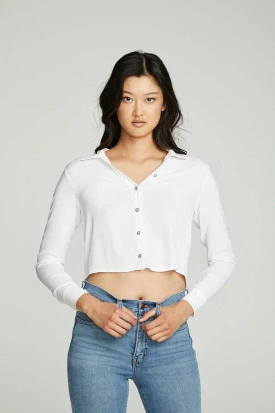 Chaser Cropped Long Sleeve Button Down Shirt - Taryn x Philip Boutique