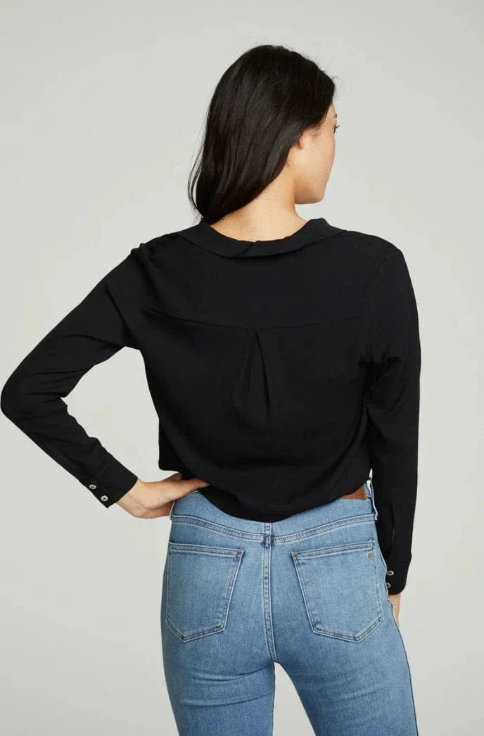 Chaser Cropped Long Sleeve Button Down Shirt