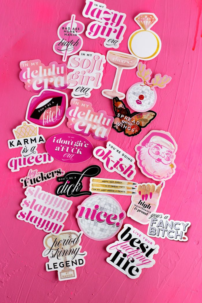 Cheers Pink Champagne Glass Vinyl Sticker - Taryn x Philip Boutique