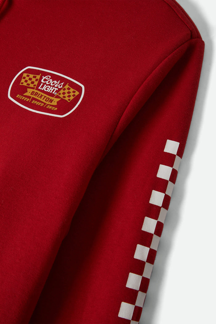Men's Coors Light Pit Stop Hoodie in the color Coors Red - Additional Laydown image