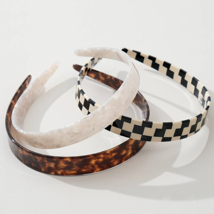 Core Acetate Skinny Headband | Checkered & Marbled