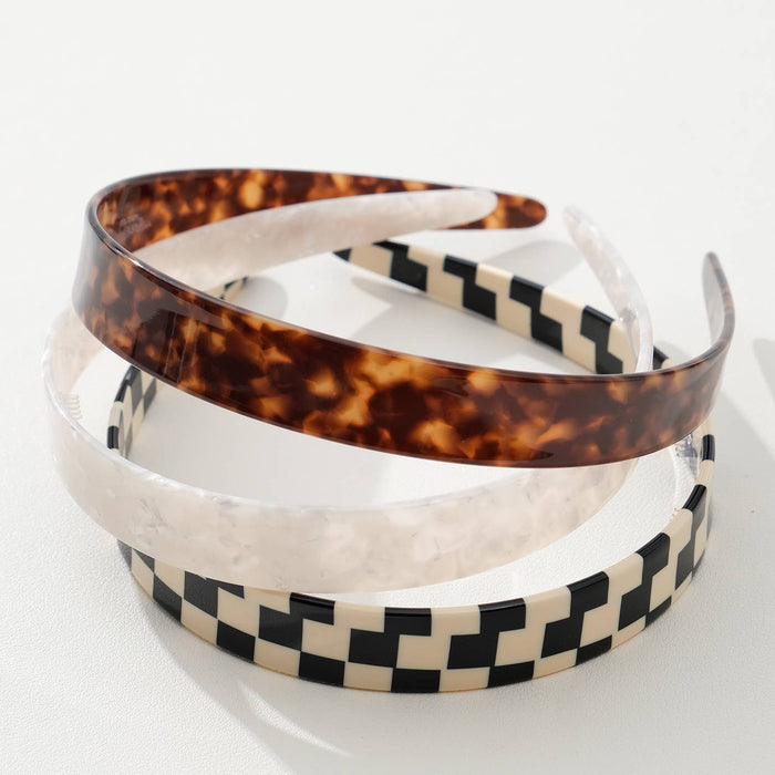 Core Acetate Skinny Headband | Checkered & Marbled