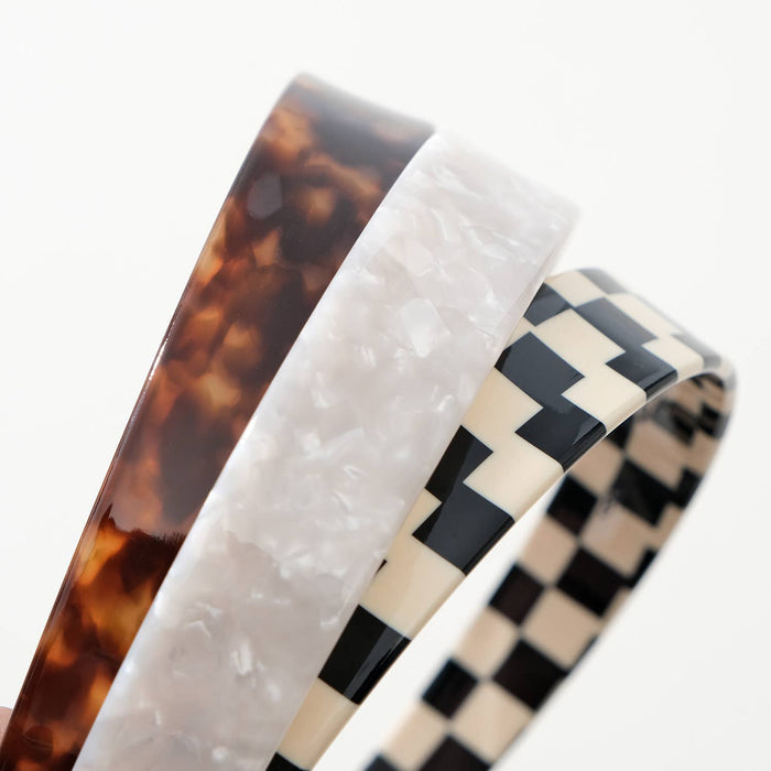 Core Acetate Skinny Headband | Checkered & Marbled