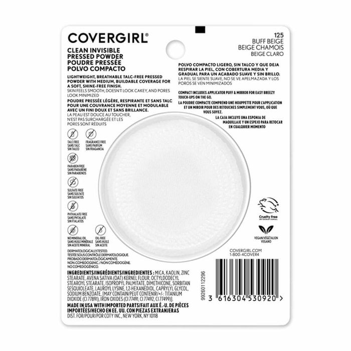 Covergirl Clean Pressed Powder 125 Compact Buff Beige 0.38 Oz 36 Pack Contarmarket