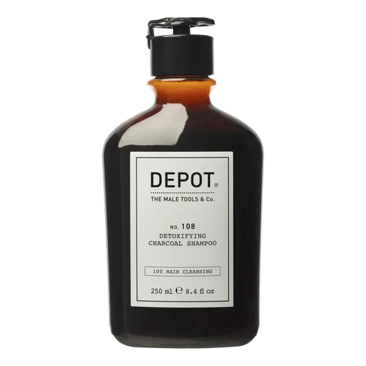 Depot No. 108 Detoxifying Charcoal sjampo i mørk amberflaske med pumpesystem
