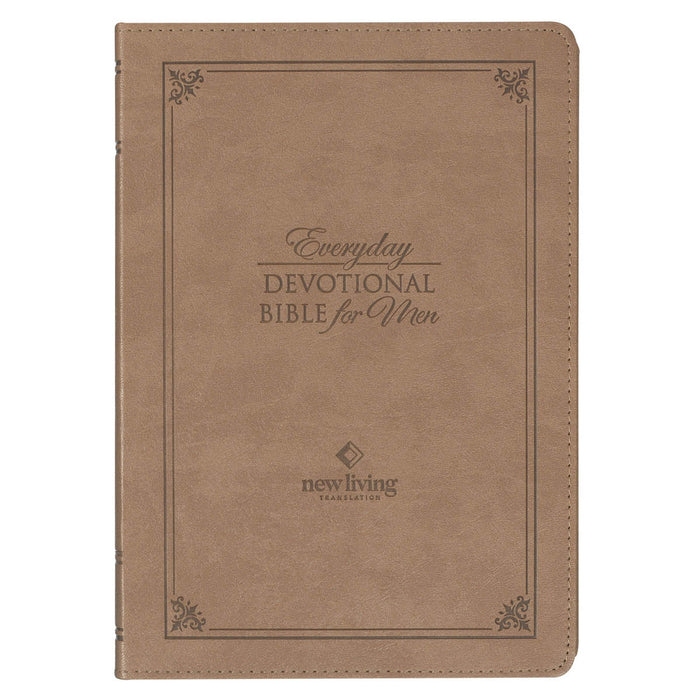 Devotional Bible Nlt For Men Faux Leather, Tan