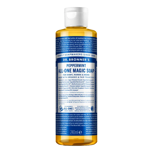 Dr. Bronner's Peppermint all-in-one flytende såpe 240 ml med organiske ingredienser