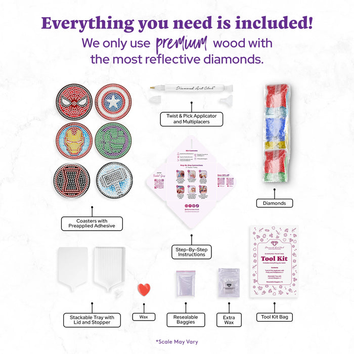 Easy Gem™ Coasters - © Marvel - Diamond Art Club DIY Kit
