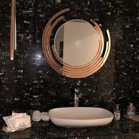 rose gold wash basin mirror