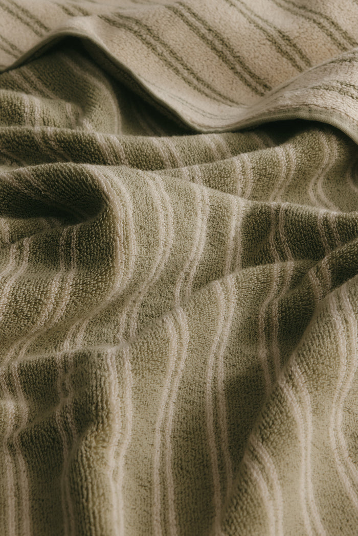 Egyptian Cotton Bath Sheet in Sage/Natural Stripe