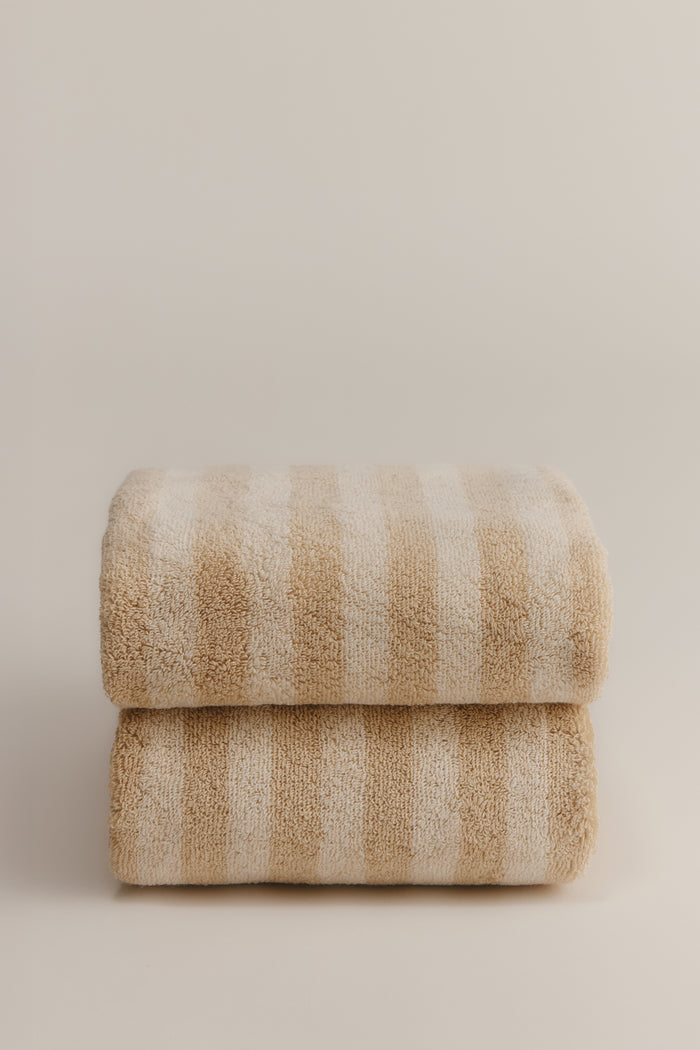 Egyptian Cotton Hand Towel (2 Pack) in Wood Ash Stripe