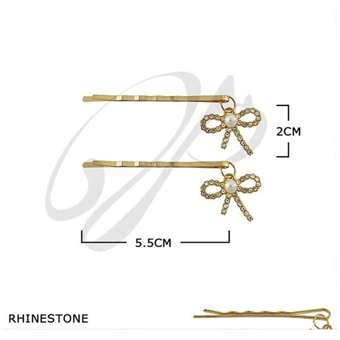 Elegant Rhinestone Bow & Butterfly Bobby Pin Set (HP-10869M)