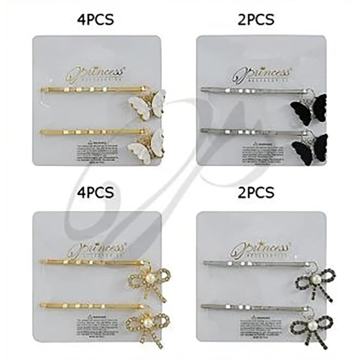 Elegant Rhinestone Bow & Butterfly Bobby Pin Set (HP-10869M)