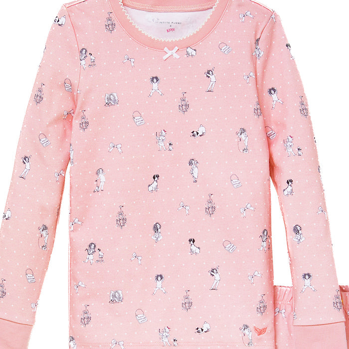 Eloise Adventures pajama set fabric and print detail