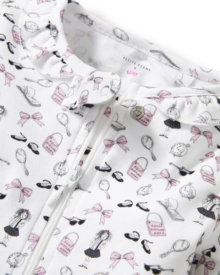 Detail view of Eloise Suite Soirée white baby romper