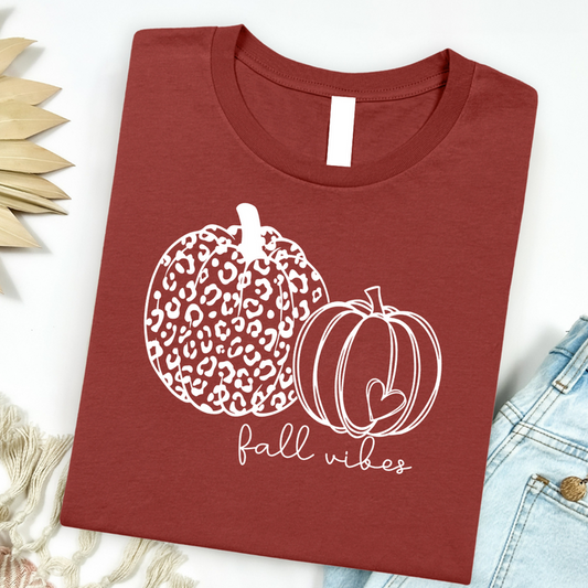 Fall Vibes Leopard Pumpkin Graphic Tee