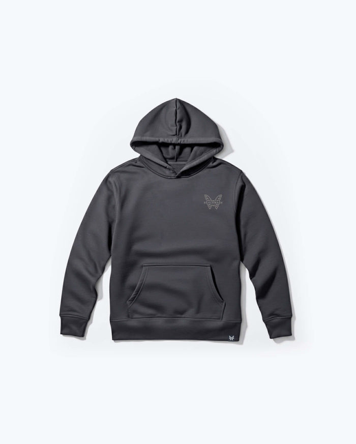 Dark Grey Field Ready Pullover Hoodie - Front Flat Lay View with Kangaroo Pocket | Benchmade Knife Co.