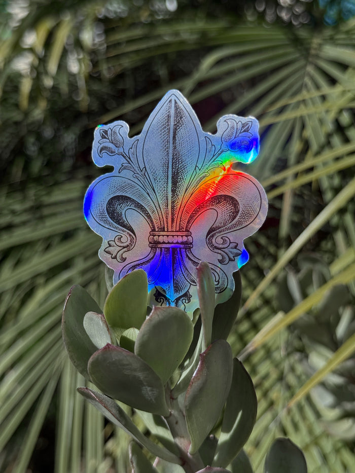 Fleur de lis vinyl sticker with gothic heraldic design