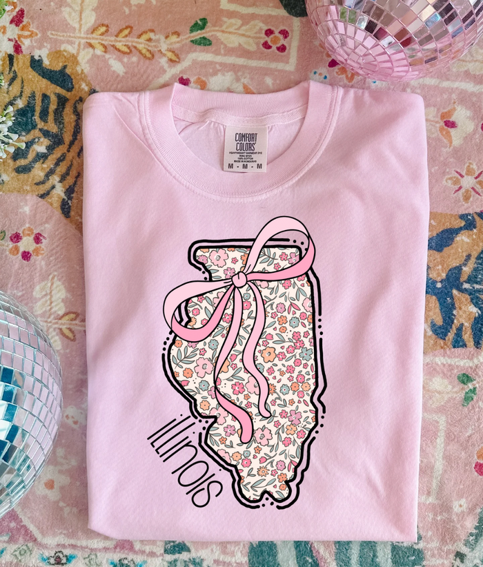 Floral IL State Graphic Tee