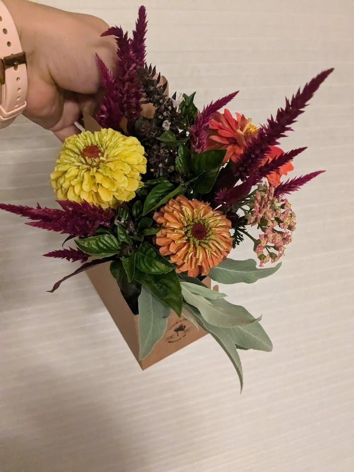 Flowers + Candle + Carrier