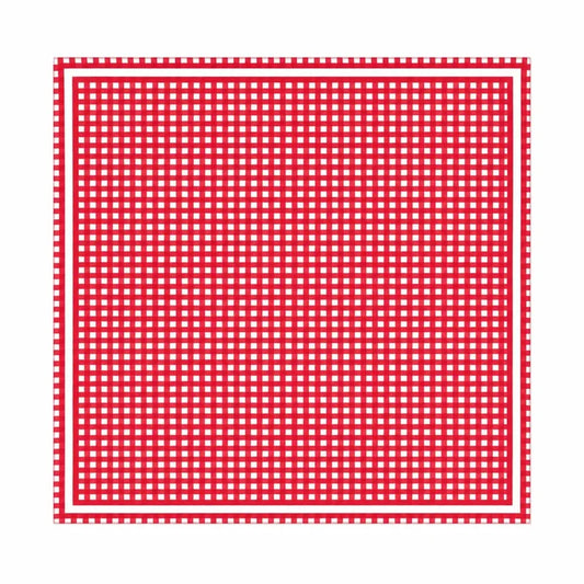 French Picnic Red Gingham Satin Silk Square Scarf