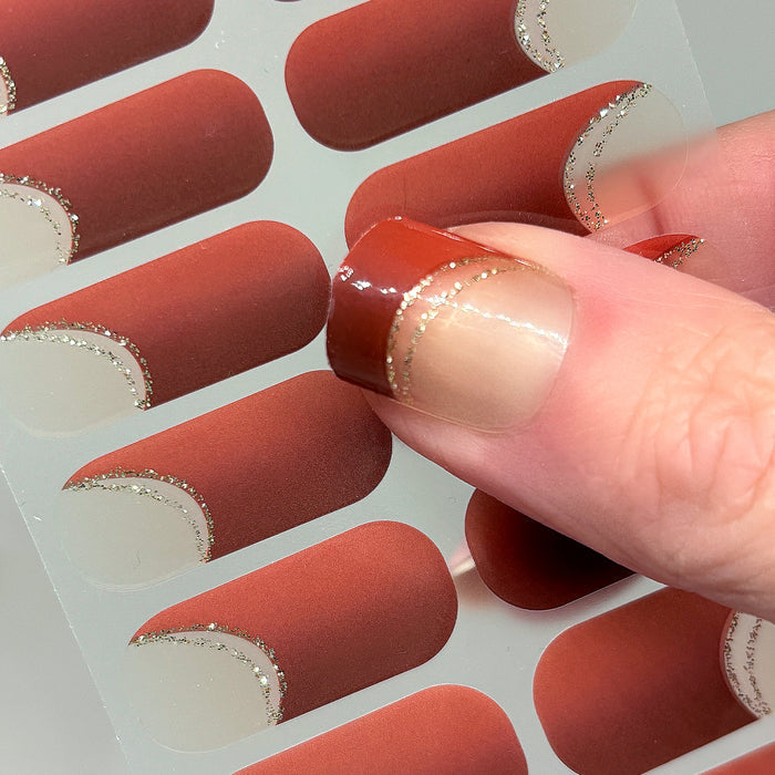 French Tips - Hazelnut Gold Halo Nail Wraps