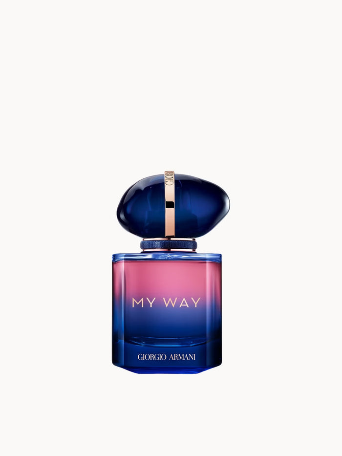 Giorgio Armani My Way 30ml EDP perfume spray bottle with elegant design and floral accents on the packaging.