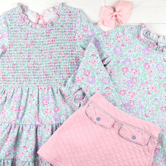 Girls Ruffle Neck Top - Posy Petals