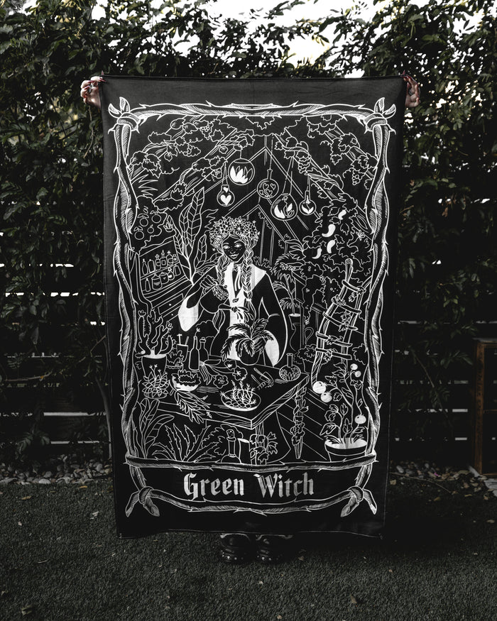 Green Witch Wall Tapestry