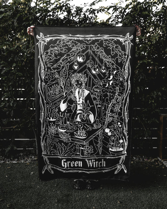 Green Witch Wall Tapestry