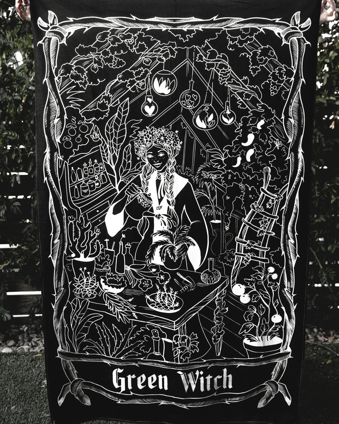 Green Witch Wall Tapestry
