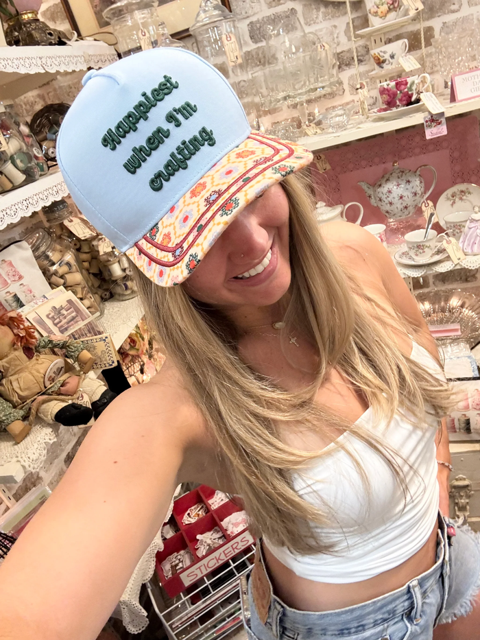Happiest When I'm Crafting Embroidered Print Hat