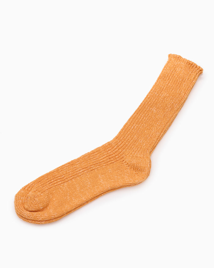 Hemp Cotton Ribbed Socks - Lantern Orange