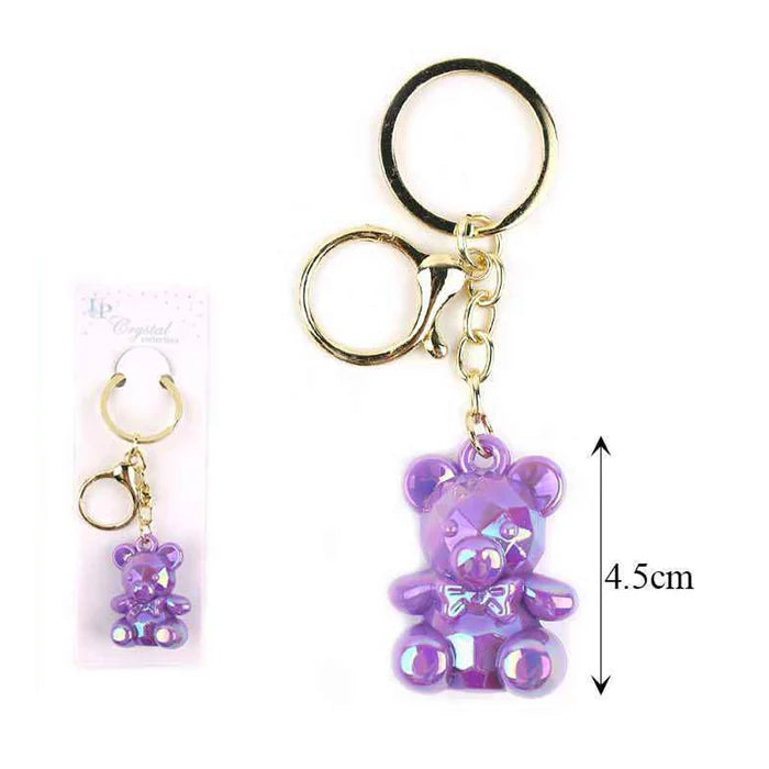 Iridescent Faceted Teddy Bear Keychain (KBC-0696)
