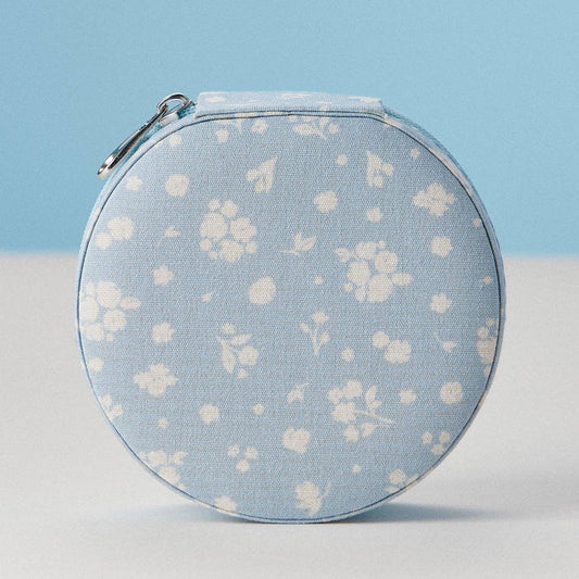 Jewelry Travel Case-Elegant Blue Floral Cotton