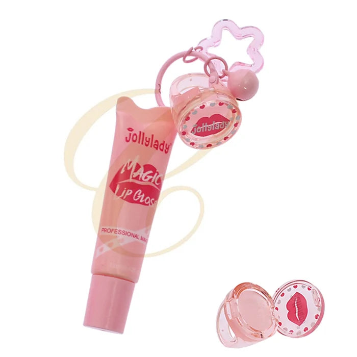Jollylady 2-in-1 Magic Lip Gloss & Solid Lip Balm Set with keychain (RCS-0735)