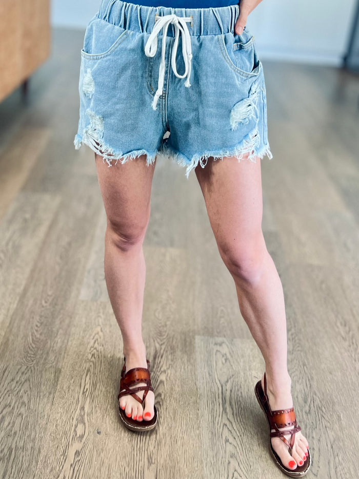 Kennedy Drawstring Denim Shorts