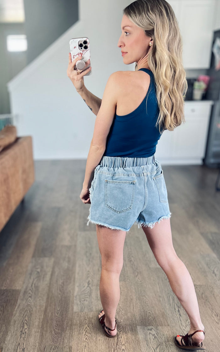 Kennedy Drawstring Denim Shorts