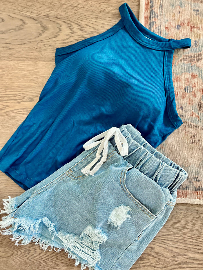 Kennedy Drawstring Denim Shorts