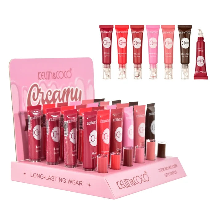 Kevin&Coco - Satin Kiss Creamy Lip Gloss | 24-Piece Set