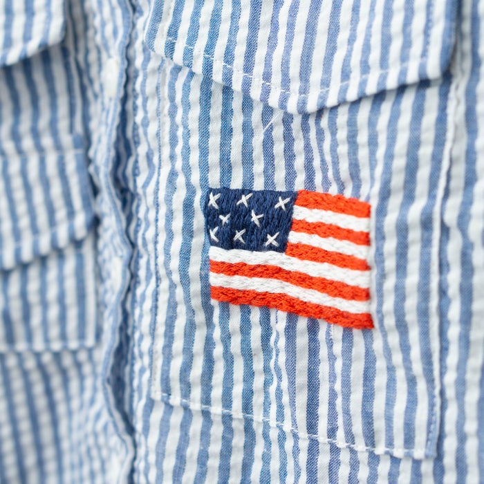 Kids American Flag Seersucker Shirt