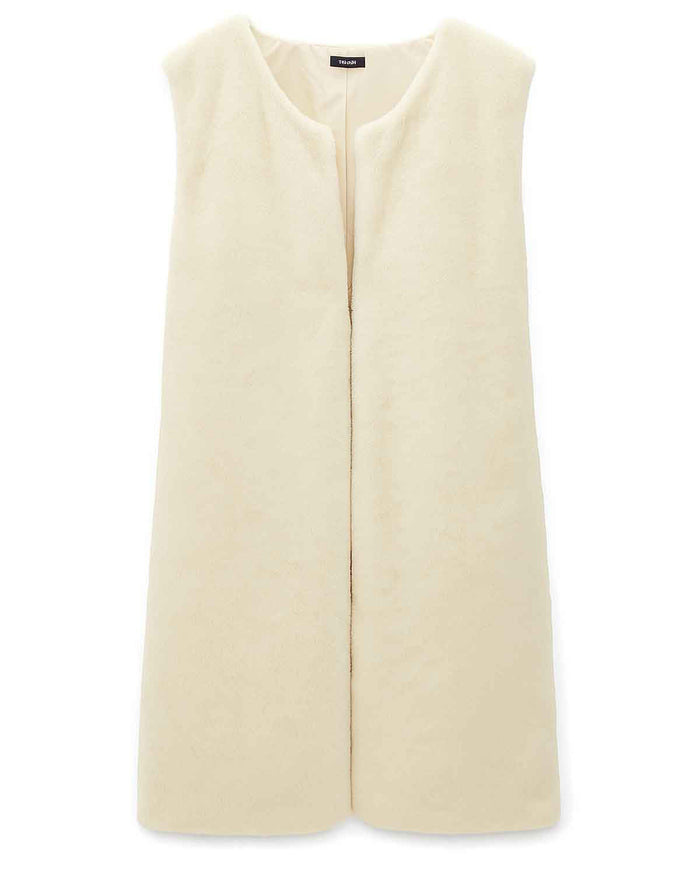 Ladies Fully Lined Cream Faux Fur Gilet - Image 2 - Country Collection