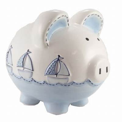 Large Triple Sailboat Pig Bank