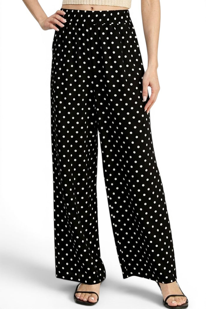 Life of the Party Polka Dot Black & White Elastic Pants